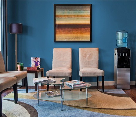 Chiropractic-Office-Color-Bright-Blue-chiropractor-clinic-design