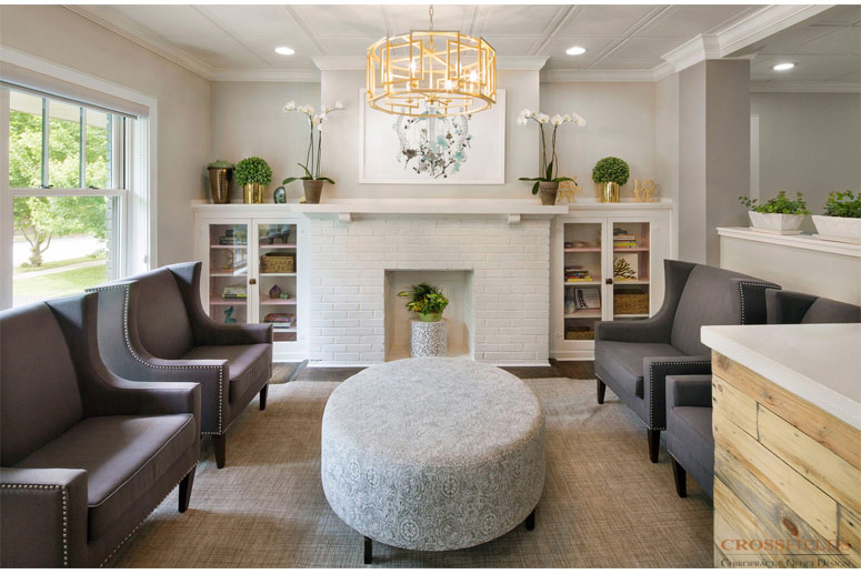 Reception-Area-with-Fireplace-Focus-chiropractic-office-design