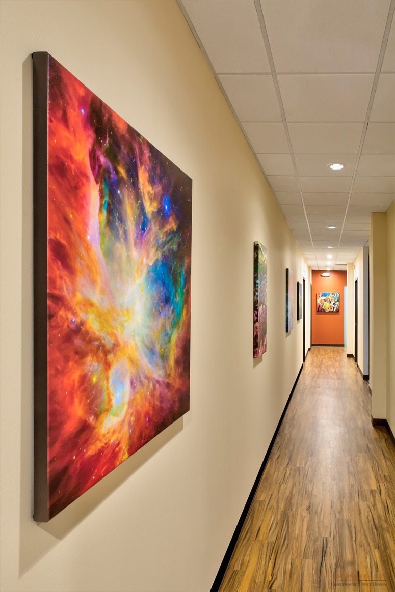 Corridor-with-Art-with-logo-chiropractor-clinic-design